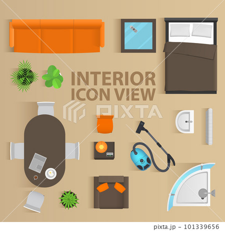 Set top view for interior icon design. Isolated Vector Illustration. Flat interior top view icon 101339656