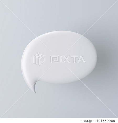 3D white speech bubble icon on a grey background.のイラスト素材 [101339980 ...