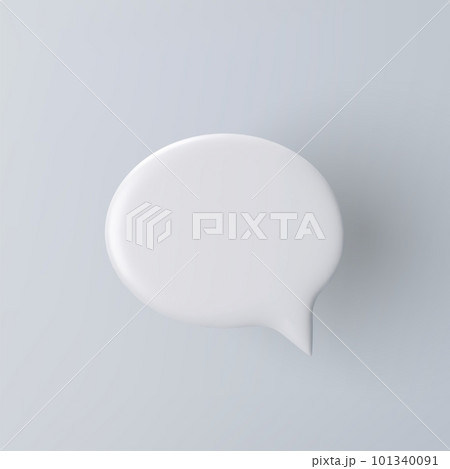 3D white speech bubble icon on a grey background. 3D white speech bubble icon on a grey background. 101340091