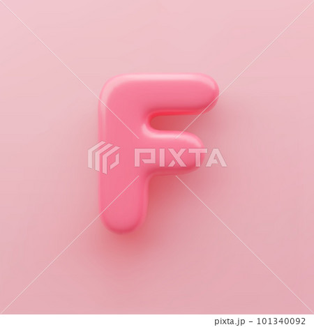 3D Pink uppercase letter F with a glossy surface on a pink background. 3D Pink uppercase letter F with a glossy surface on a pink background. 101340092