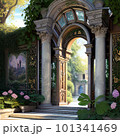 観葉植物に囲まれた門 101341469