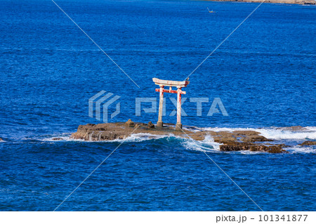 千葉県　勝浦市　八幡岬公園　見晴台から見た旧遠見岬神社 海の鳥居 101341877
