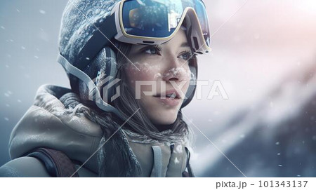 スキー場に遊びにきた女性・スノーボーダー・スキーヤー(Generative AI) スキー場に遊びにきた女性・スノーボーダー・スキーヤー(Generative AI) 101343137
