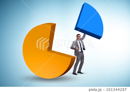 Businessman with pie chart in business concept Businessman with pie chart in business concept 101344287