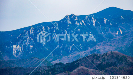 山梨の春　茅ヶ岳山頂から　瑞牆山を望む 101344620