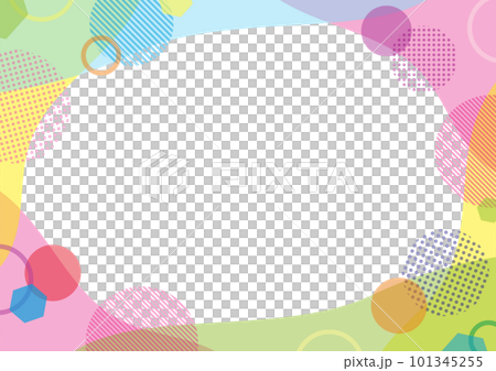 爽やかな配色の幾何学フレームレインボーカラー 101345255