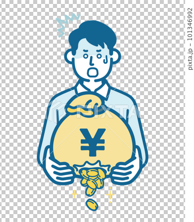 Man with money bag with holes 101346992