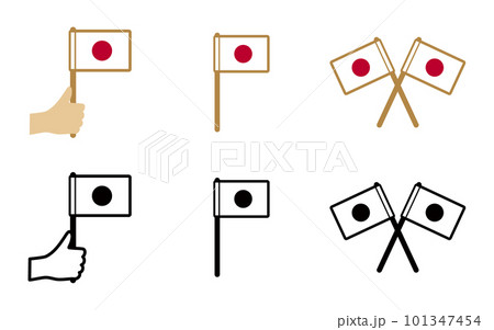 アイコン風の日の丸（日本の国旗）のイラストセット 101347454