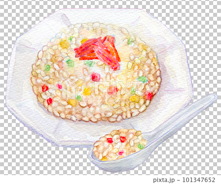 Gomoku fried rice watercolor illustration 101347652
