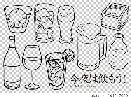 いろんな種類のドリンク 線画イラスト シンプルイラスト いろんな種類のドリンク 線画イラスト シンプルイラスト 101347990