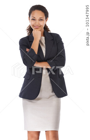 Portrait, business and black woman with achievement, corporate success and entrepreneur isolated on white studio background. Jamaican female, employee and leader with startup, smile and confident Portrait, business and black woman with achievement, corporate success and entrepreneur isolated on white studio background. Jamaican female, employee and leader with startup, smile and confident 101347995