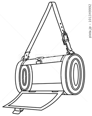 開いた胴乱のシンプルな白黒の線画 101349992