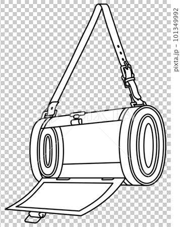 開いた胴乱のシンプルな白黒の線画 101349992