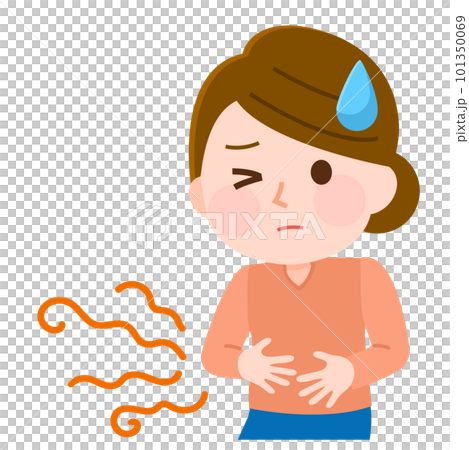 お腹が鳴って辛い女性 イラスト お腹が鳴って辛い女性 イラスト 101350069