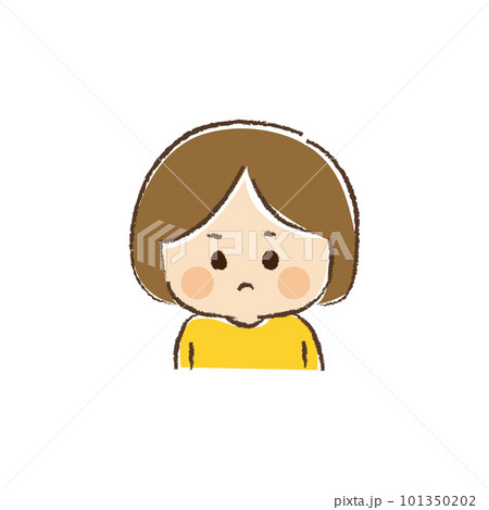 ムッとした表情の中性的な子どもの上半身 ムッとした表情の中性的な子どもの上半身 101350202