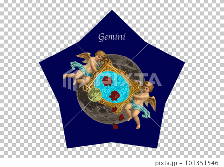 ビンテージなふたご座の星型パッケージデザイン 101351546