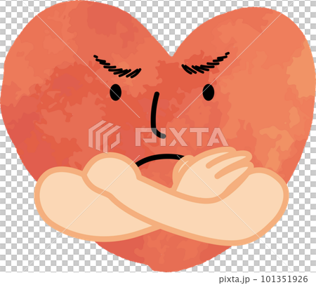 交叉雙臂思考/水彩心帶著憤怒的表情 101351926
