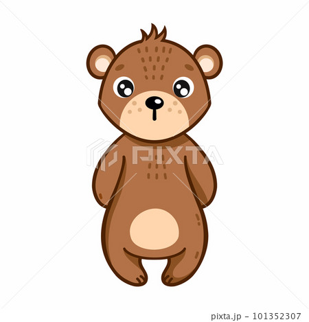 Cute teddy bear on white background. Vector illustration in cartoon style. Drawing for children. The decor of poster or postcard. Cute teddy bear on white background. Vector illustration in cartoon style. Drawing for children. The decor of poster or postcard. 101352307