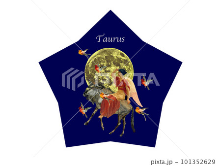 ビンテージな牡牛座の星型パッケージデザイン 101352629
