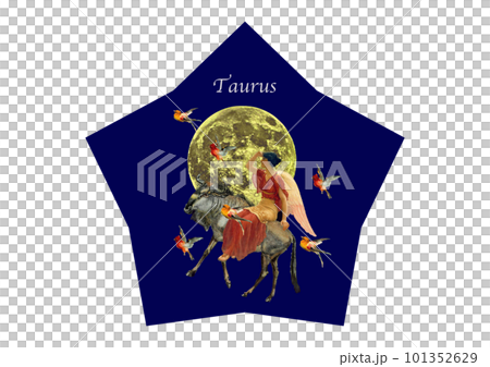 ビンテージな牡牛座の星型パッケージデザイン 101352629