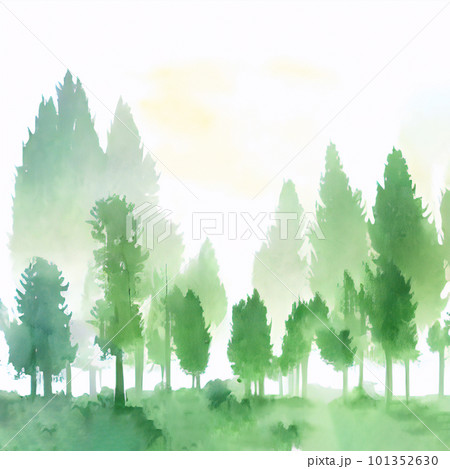 水彩の木々が立ち並ぶ森の風景 水彩の木々が立ち並ぶ森の風景 101352630