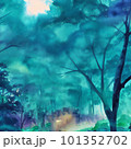鬱蒼とした暗い森の木々が生い茂る風景 101352702