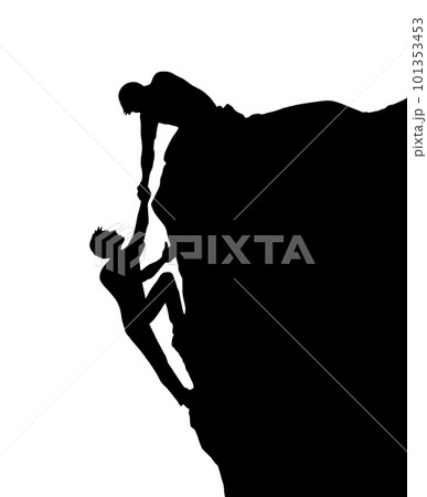 Vector drawing. Man helps his friend 101353453