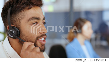 Call center, telemarketing and face of a man giving advice, technical support and help online on a computer. Contact us, customer service and consultant consulting for sales, crm and service job Call center, telemarketing and face of a man giving advice, technical support and help online on a computer. Contact us, customer service and consultant consulting for sales, crm and service job 101354051
