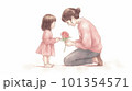 お母さんに花を渡す女の子 101354571