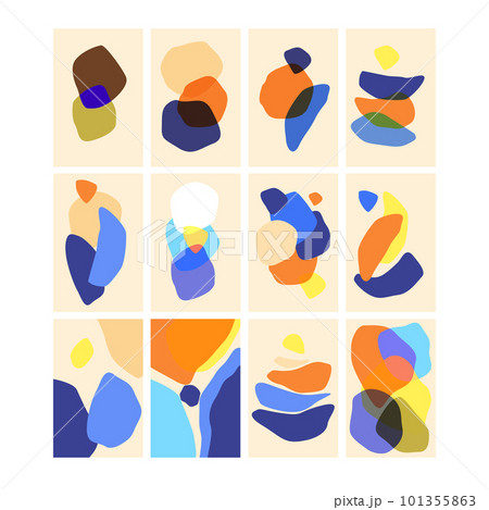 Set of creative minimalist hand painted illustrations for postcard or brochure design. Vector. 101355863