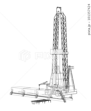 Oil rig. Wire-frame style Oil rig. Wire-frame style 101357424