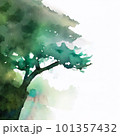 水彩の幻想的な緑の大木のある風景イラスト 101357432