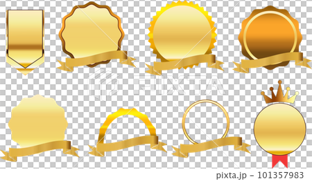 金色のリボンとメダル_セットまとめ 101357983