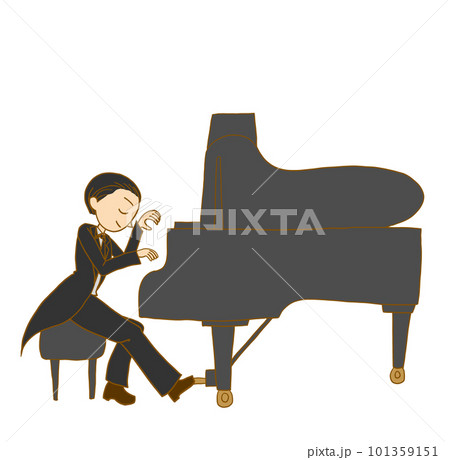 ピアノを弾く男性のイラストのイラスト素材 [101359151] - PIXTA