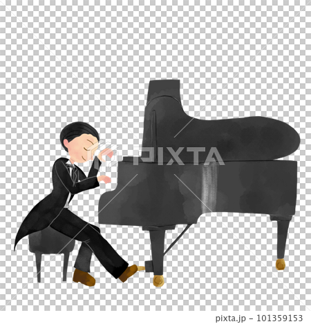 Illustration of a man playing the piano 101359153