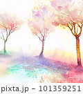 水彩の桜並木の風景 101359251