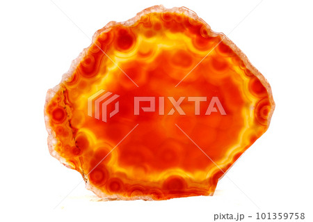 Macro mineral orange agate in crystals on white background Macro mineral orange agate in crystals on white background 101359758