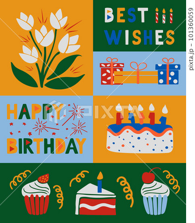 Hand drawn birthday graphic minimalistic poster Hand drawn birthday graphic minimalistic poster 101360059