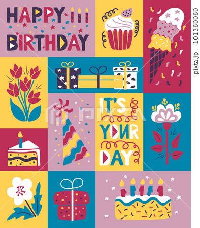 Happy birthday graphic minimalistic style poster Happy birthday graphic minimalistic style poster 101360060