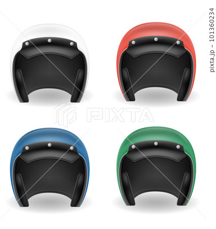 old motorcyclist helmet for driving a motorbike vector illustration 101360234