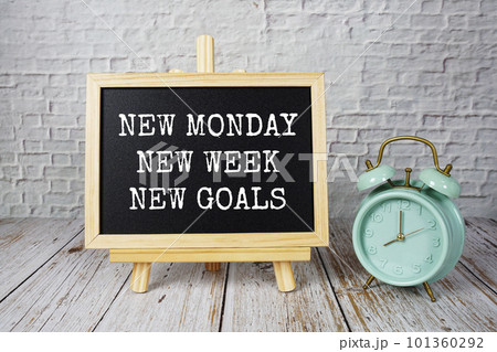New Monday New Week New Goals text message motivational and inspiration quote 101360292