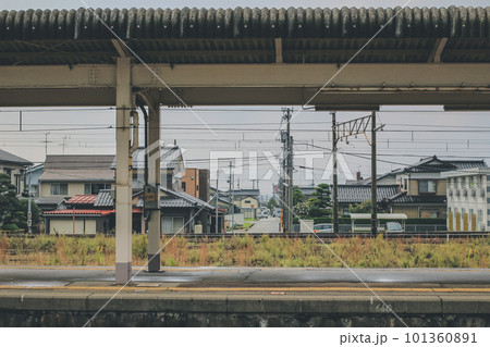 30 Oct 2013 the landscape of Shinuozu Station at Toyama, japan 30 Oct 2013 the landscape of Shinuozu Station at Toyama, japan 101360891