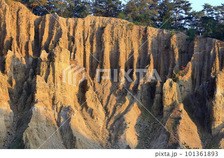 【徳島県】夕暮れ時の、阿波の土柱（世界三大土柱、国の天然記念物） 101361893