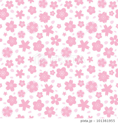 Seamless pattern with geometrical pink sakura flowers 101361955