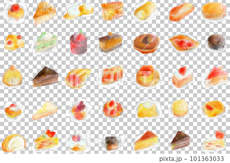 Watercolor hand drawn cake icon illustration set 101363033