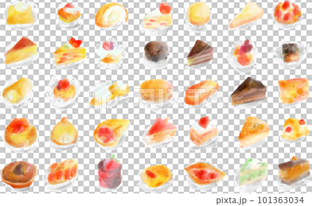 Watercolor hand drawn cake icon illustration set 101363034