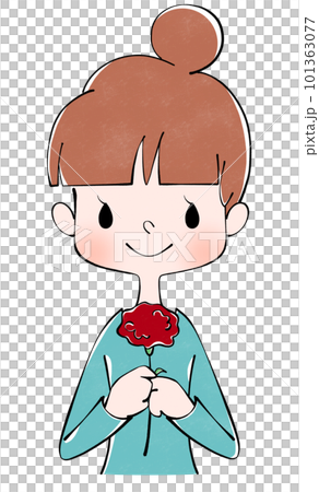 母の日 カーネーションを持った笑顔の女性 母の日 カーネーションを持った笑顔の女性 101363077