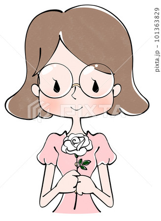 父の日　薔薇を持った笑顔の女性 101363829