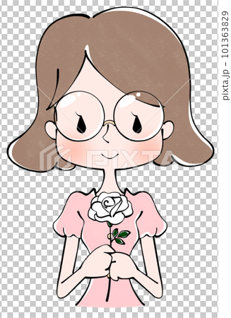 父の日　薔薇を持った笑顔の女性 101363829