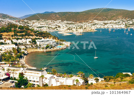Panoramic view of Bodrum city, Turkey and Saint Peter Castle and marina. Summer landscape Panoramic view of Bodrum city, Turkey and Saint Peter Castle and marina. Summer landscape 101364967